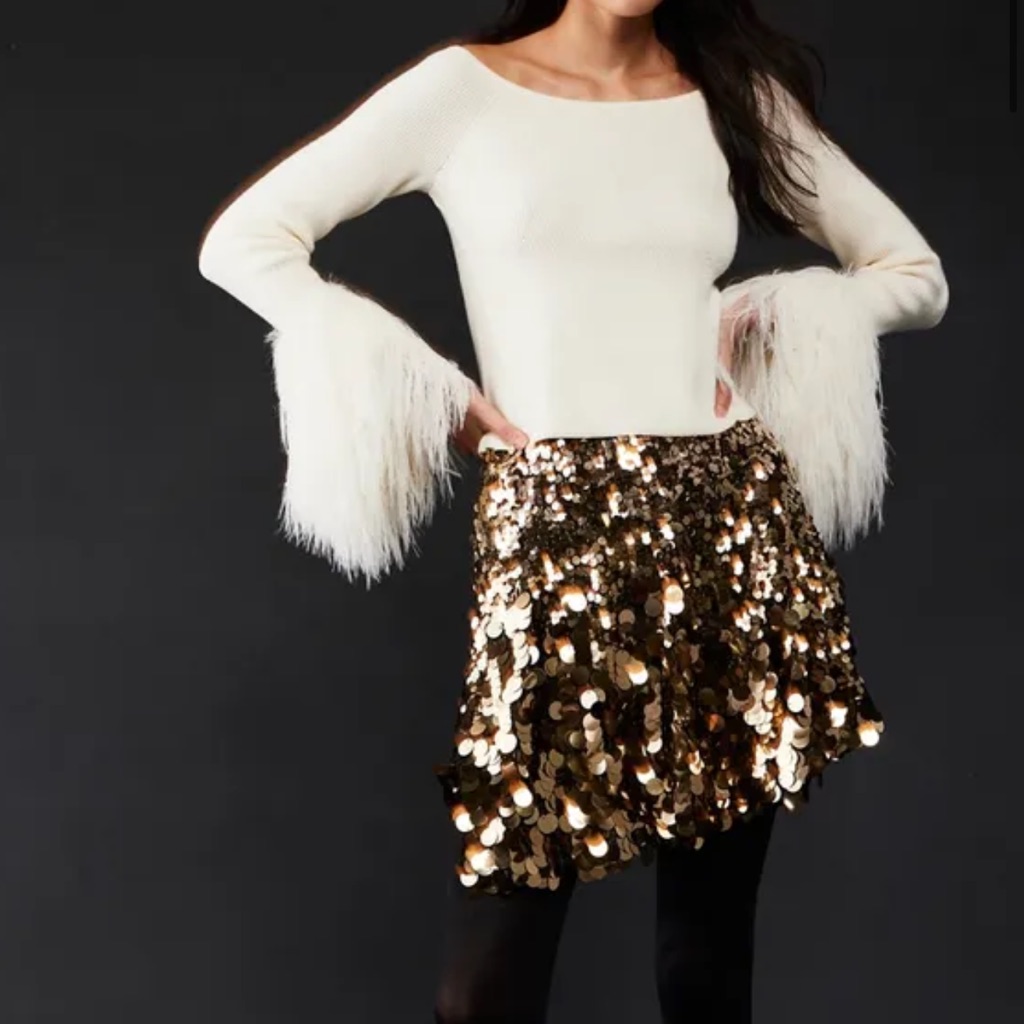 Nwt Free People Can't Get Enough Sequin Skirt